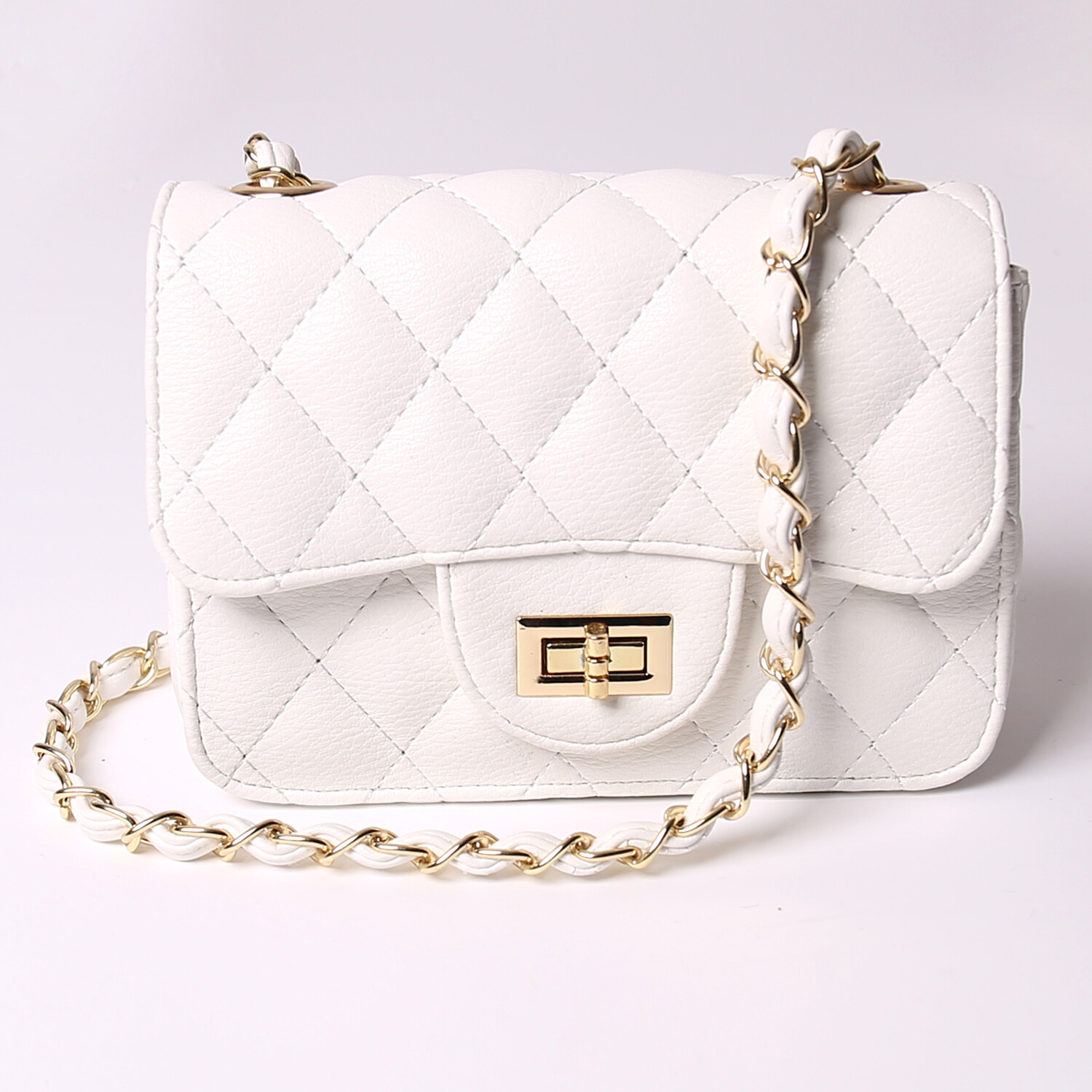 Small White Quilted Designer Look Bag