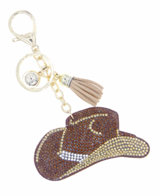 Cowboy Crystal Leatherette Key Chain