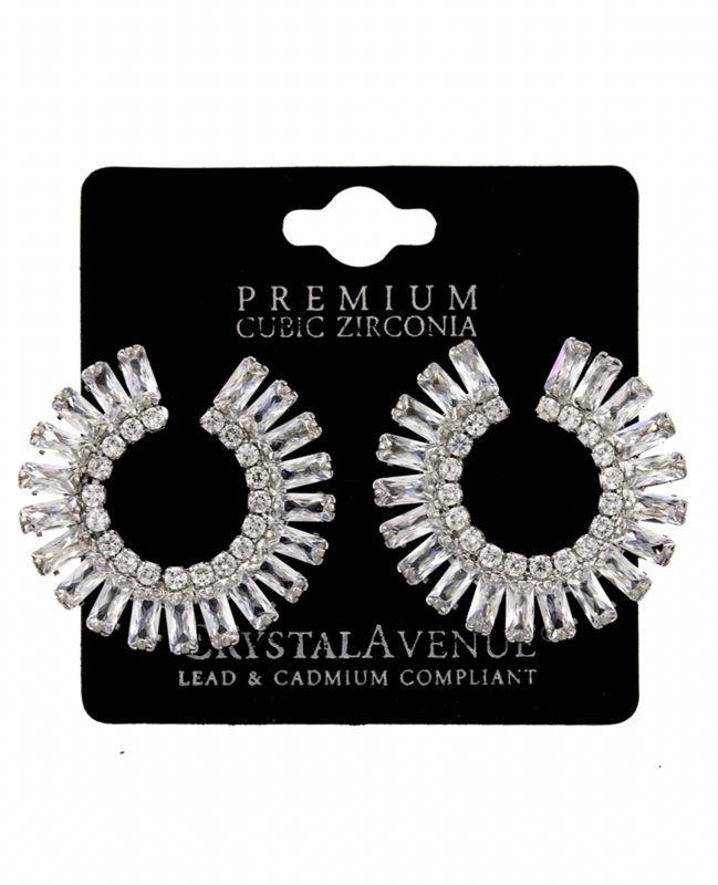 Baguette Circle Cubic Zirconia Earring Set