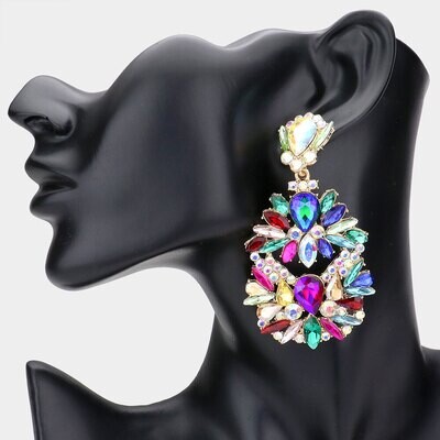 Multi Stone Cluster Chandelier Dangle Earring