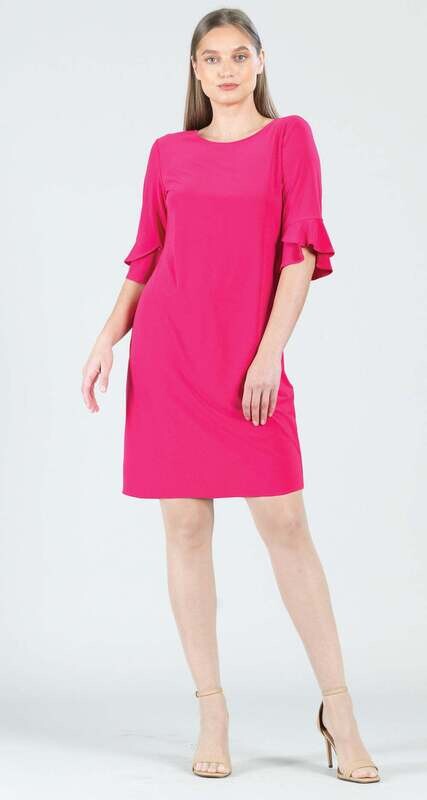 Hot Pink Tulip Cuff Back Tie Dress