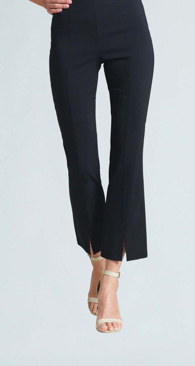 Black Center Seam Front Slit Ankle Pant