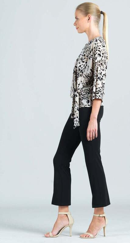 Black Center Seam Front Slit Ankle Pant