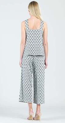 Fan Motif Buttery Knit Grecian Halter Neckline Top