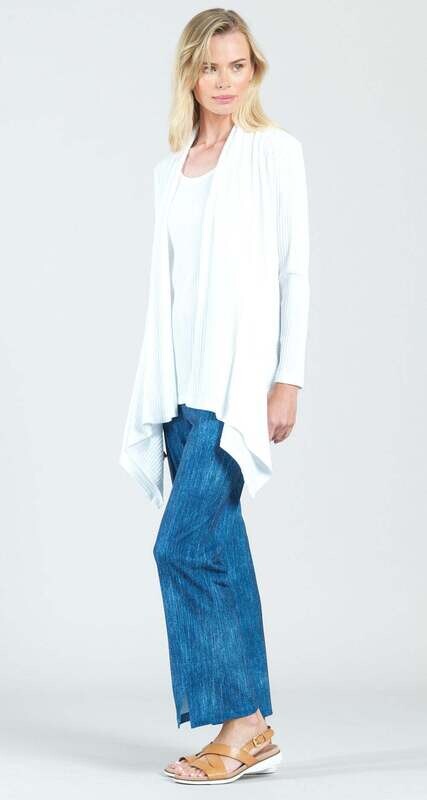 Ribbed Knit Drape Tunic Cardigan & Tank Set