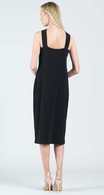 Black Grecian Halter Neckline Midi Sheath Dress