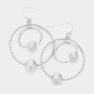 Brass Metal Double Open Circle Link Dangle Earring