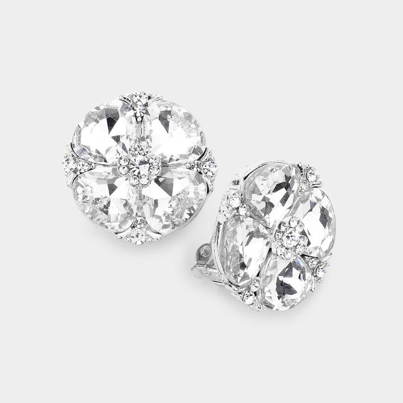 Spectacular Quatrefoil Accented Clip on Evening Earrings