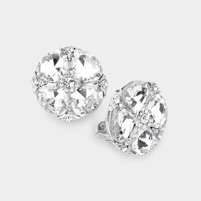 Spectacular Quatrefoil Accented Clip on Evening Earrings Spectacular Quatrefoil Accented Clip on Evening Earrings