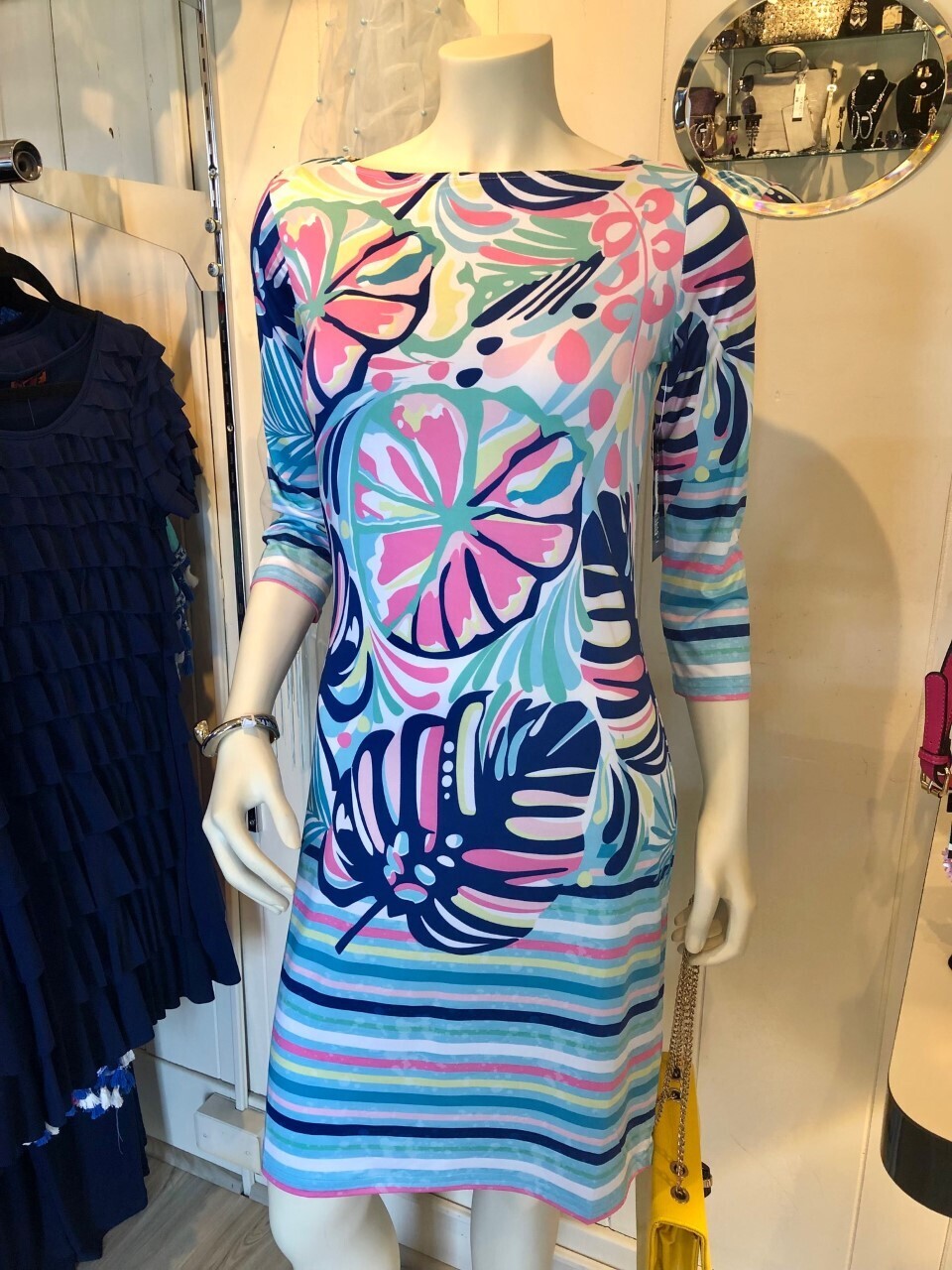 Colorful Knit Scoop Neck Dress