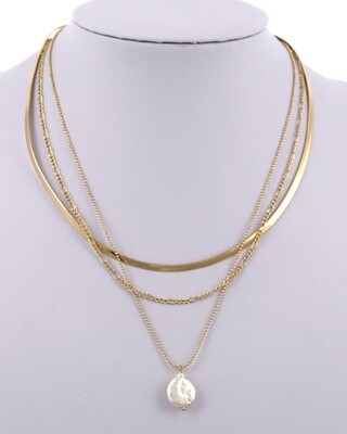 3 Layers Metal Pearl Necklace