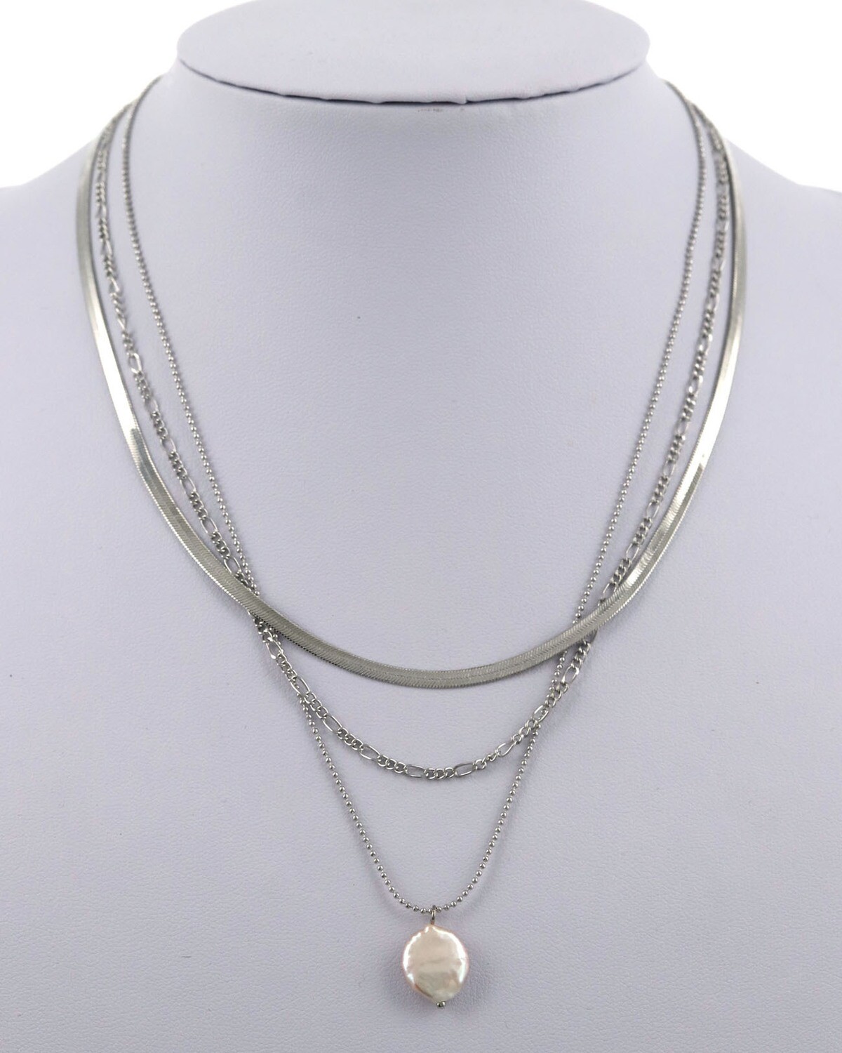 3 Layers Metal Pearl Necklace