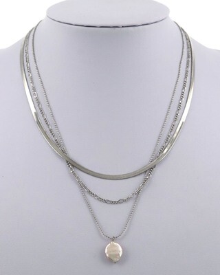 3 Layers Metal Pearl Necklace