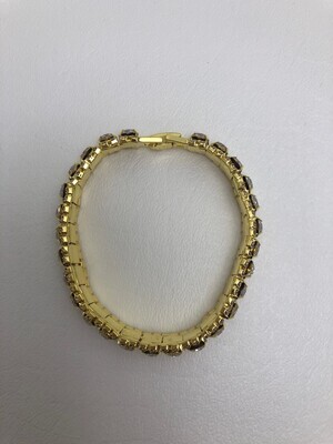 Gold Clear Crystal Round Center Clasp Bracelet