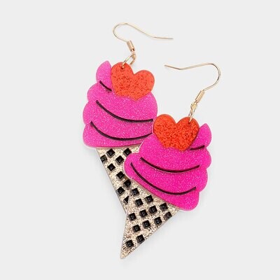 Glittered Resin Ice Cream Dangle Earrings  Glittered Resin Ice Cream Dangle Earrings