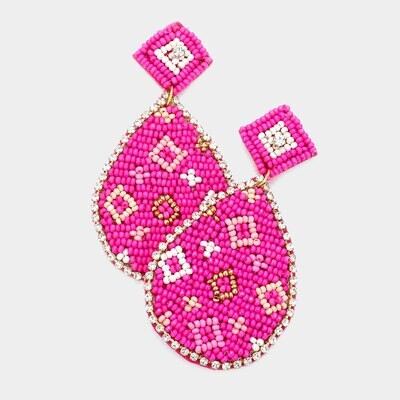 Felt Back Teardrop Beaded Dangle Earrings