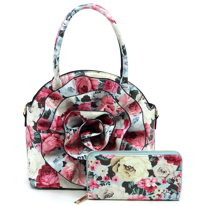 3D Flower Print 2-in-1 Satchel