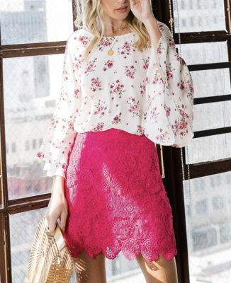 Hot Pink Crochet Skirt With Hidden Side Zipper