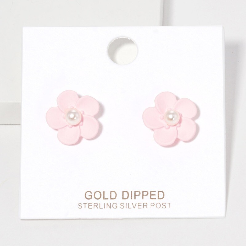 Gold Dipped Flower Stud Earrings