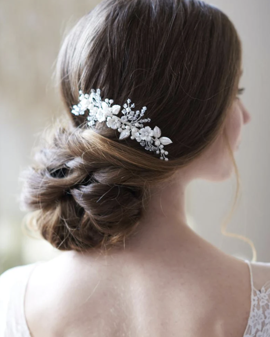 Elaborate Floral/Pearl/Crystal Hand Wired Hair Comb