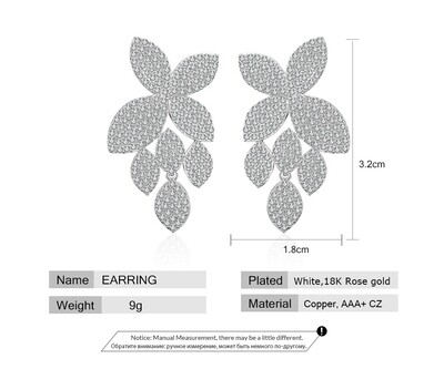Stunning Silver AAA Pave Cubic Zirconia Flower Drop Earring