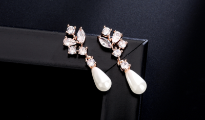 Delicate Round/Marquise Pearl Bottom Earring