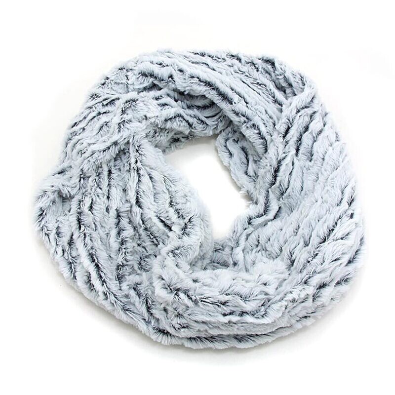 Two Tone Fuzzy Fur Infinity Scarf