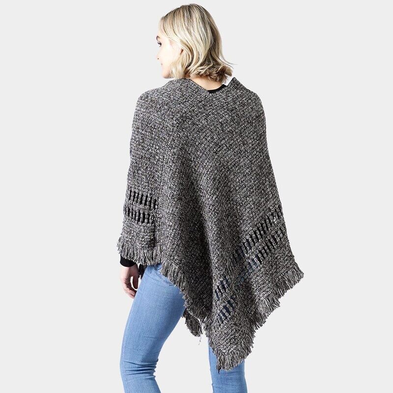 Two Tone Knit Poncho