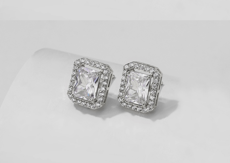 Emerald Cut AAA Cubic Zirconia Accent Formal Set