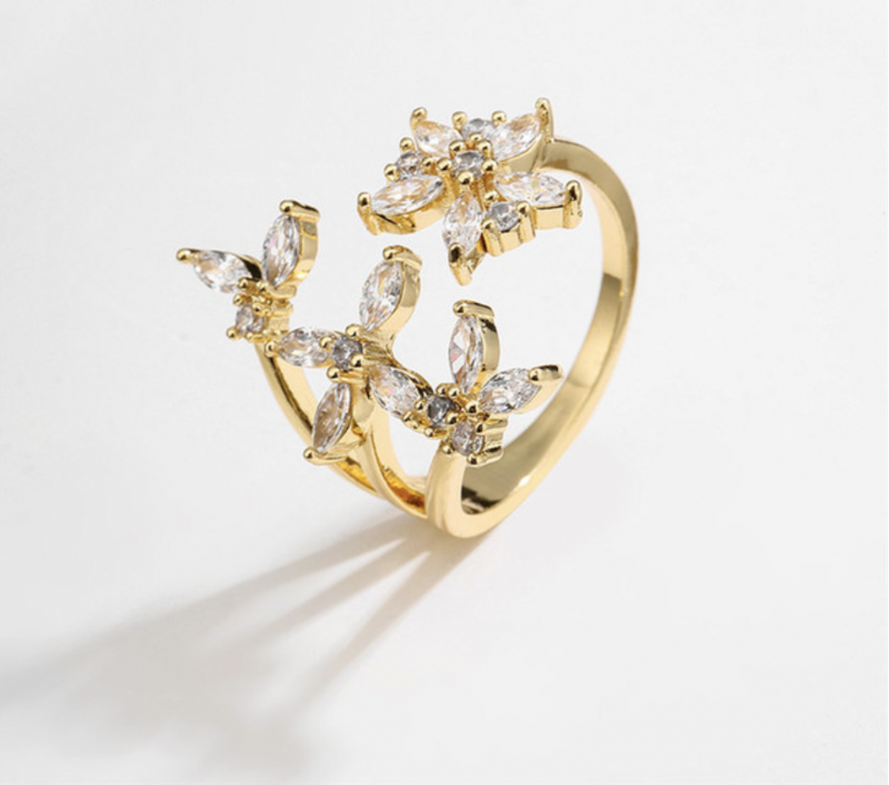 18K Plated AAA Cubic Zirconia Marquise Burst Ring