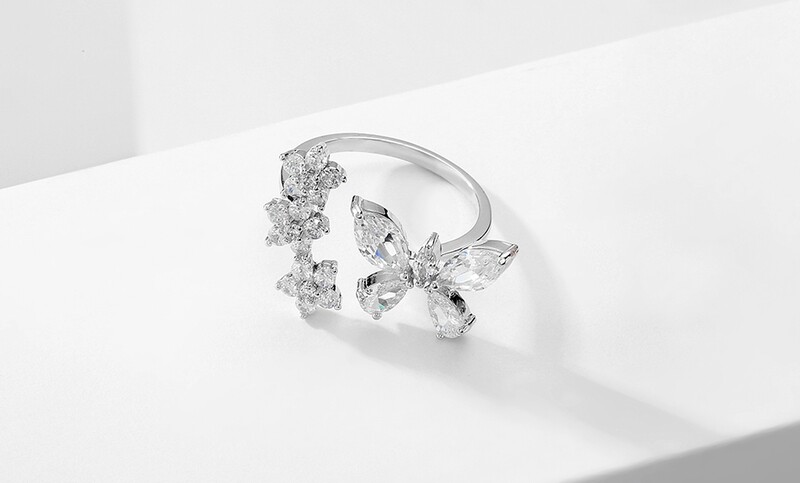 AAA Cubic Zirconia Butterfly Open Style Ring