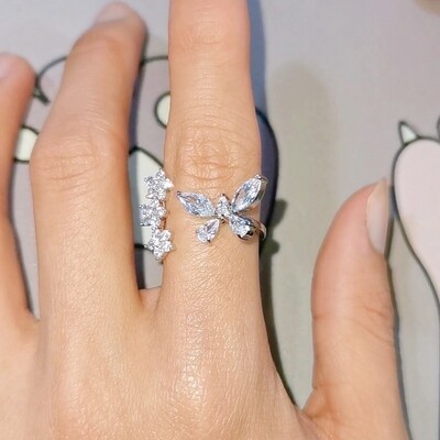 AAA Cubic Zirconia Butterfly Open Style Ring