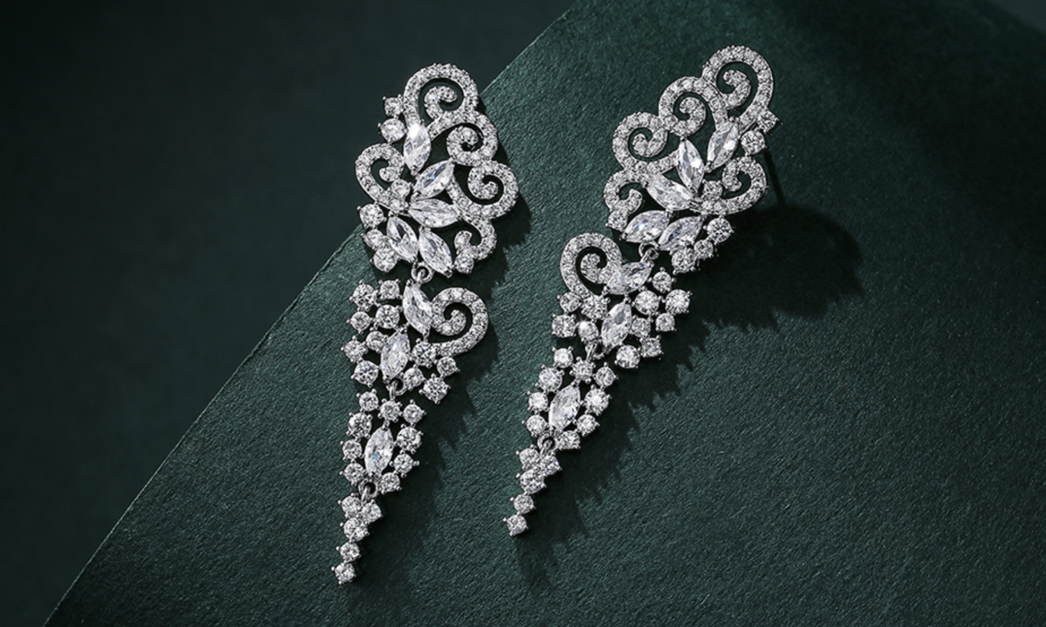 AAA Cubic Zirconia Swirl Cascading Chandeliers, Color: Silver