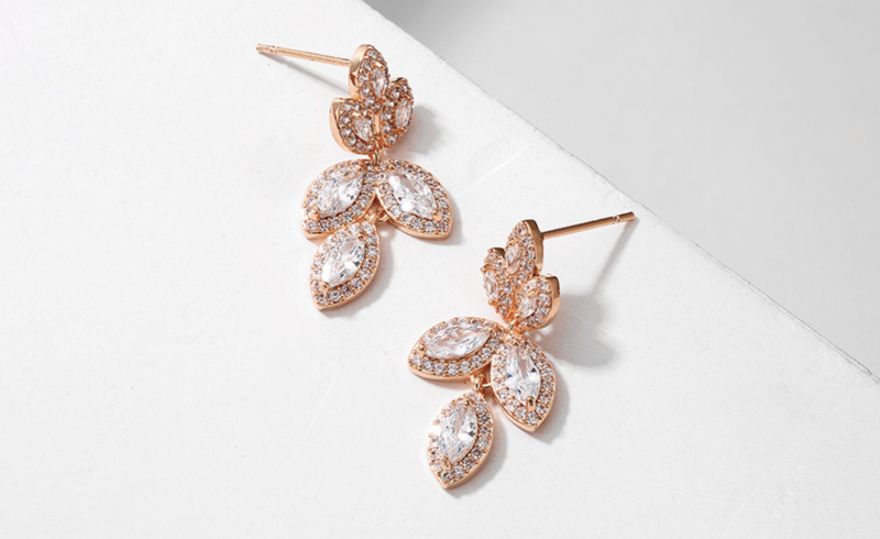 Marquise Halo AAA Cubic Zirconia Leaf Drop Earring