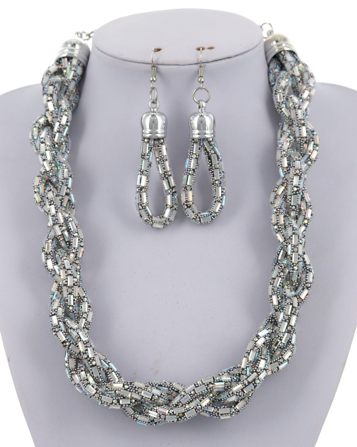 Cord Glass Handmade Fashion Necklace & Earring Set