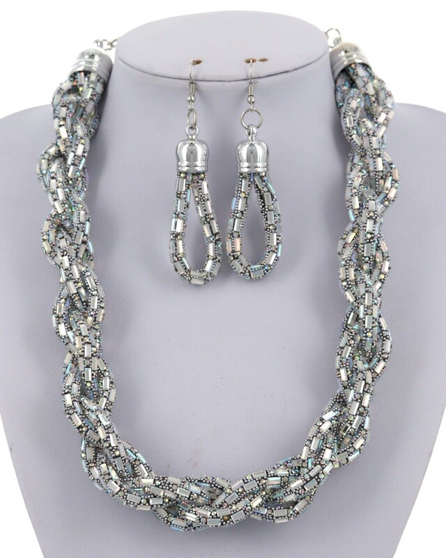 Cord Glass Handmade Fashion Necklace &amp; Earring Set