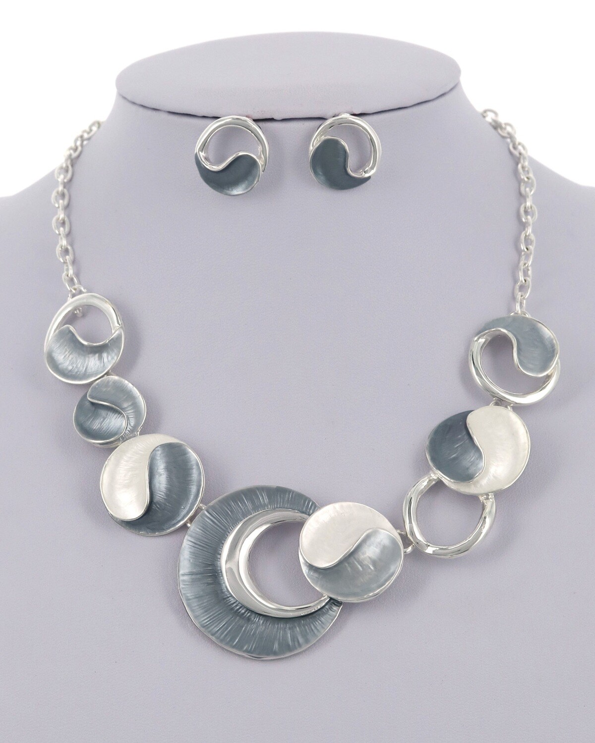 Metal Open Disc Necklace & Earring Set