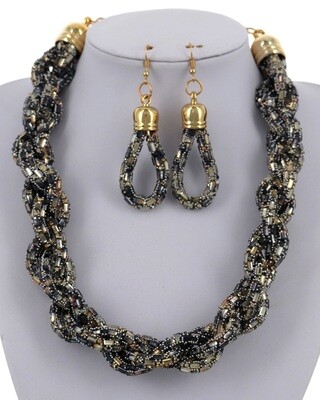 Cord Glass Handmade Fashion Necklace & Earring Set