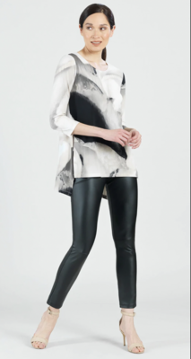 Ivory/Black Water Color Parachute Hem Tunic