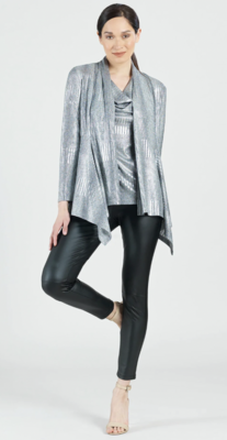 Silver Shimmer Lamé Cardigan & Cowl Tank Twinset