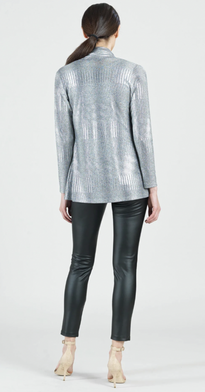 Silver Shimmer Lamé Cardigan & Cowl Tank Twinset