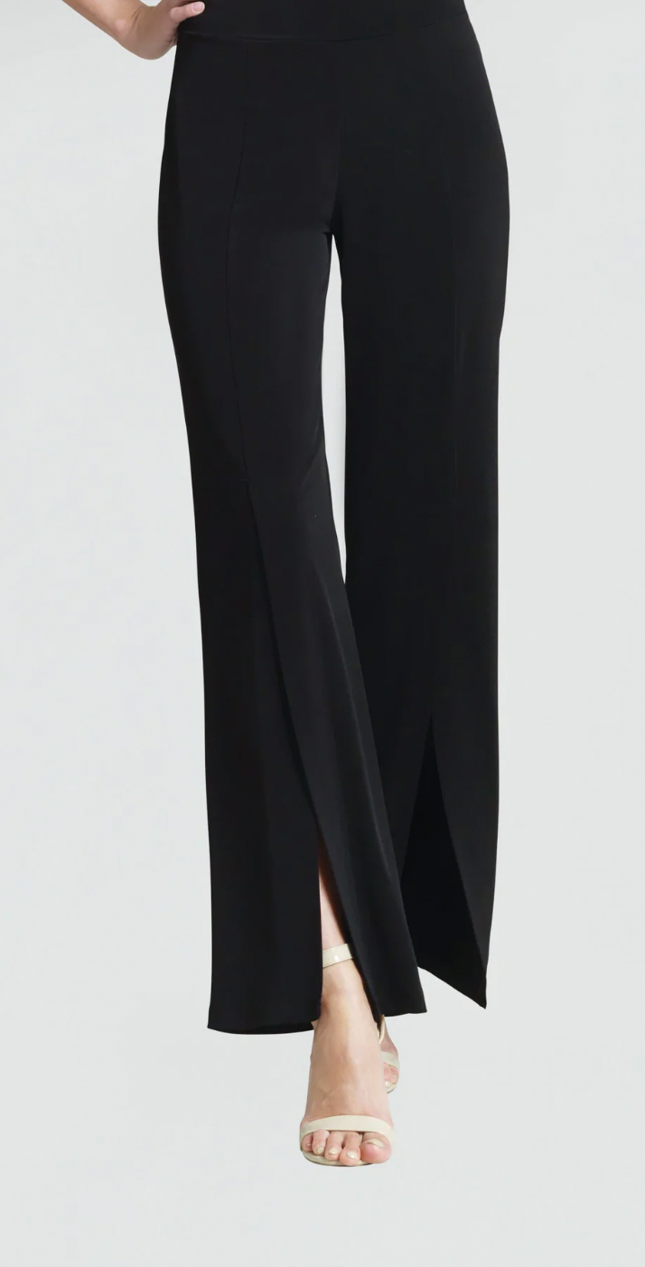 Black Kick Front High Slit Pant