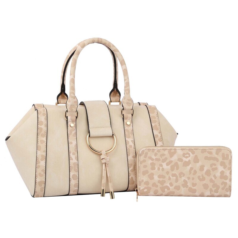 Leopard D-Ring Flap 2-in-1 Satchel