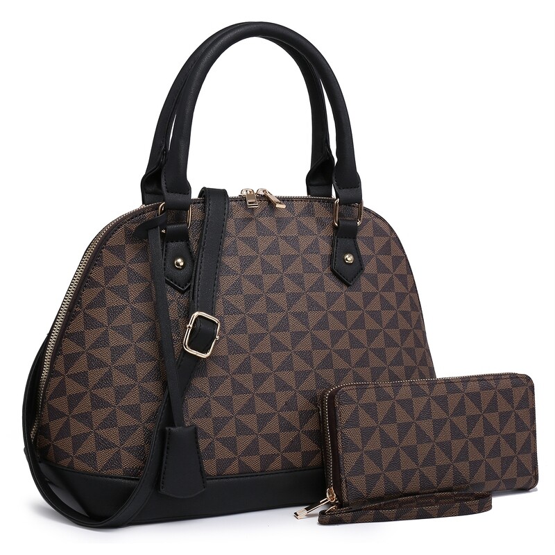Vegan Leather Monogrammed 2-in-1 Dome Satchel