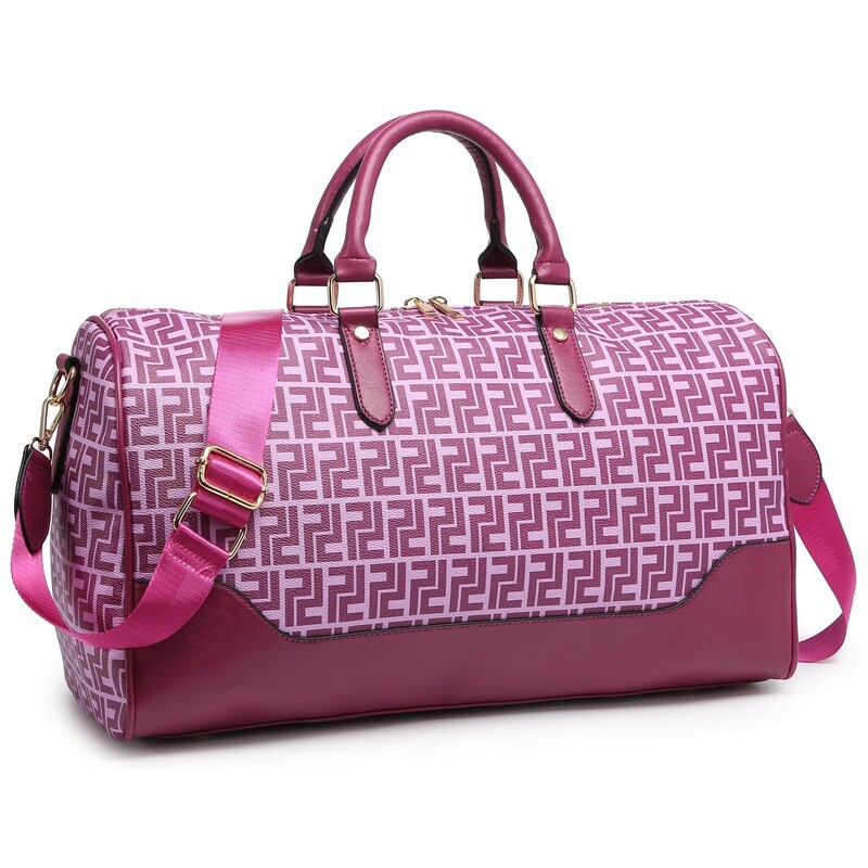 Purple Designer Look Duffle Overnight Bag
