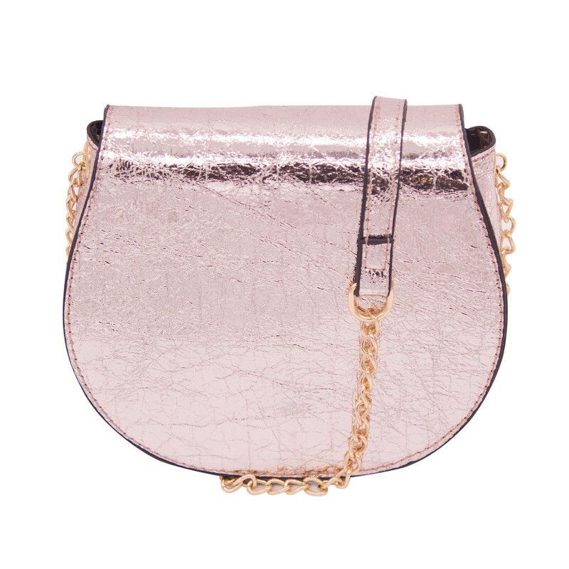 Rose Gold Vegan Crinkle Vegan Leather Crossbody Bag
