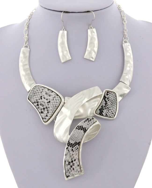 Matte Metal Animal Print Swirl Statement Set