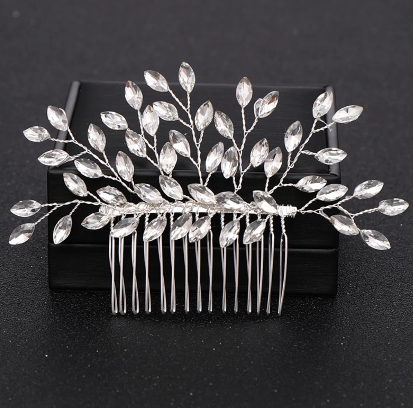 Silver Crystal Marquise Spray Hair Comb