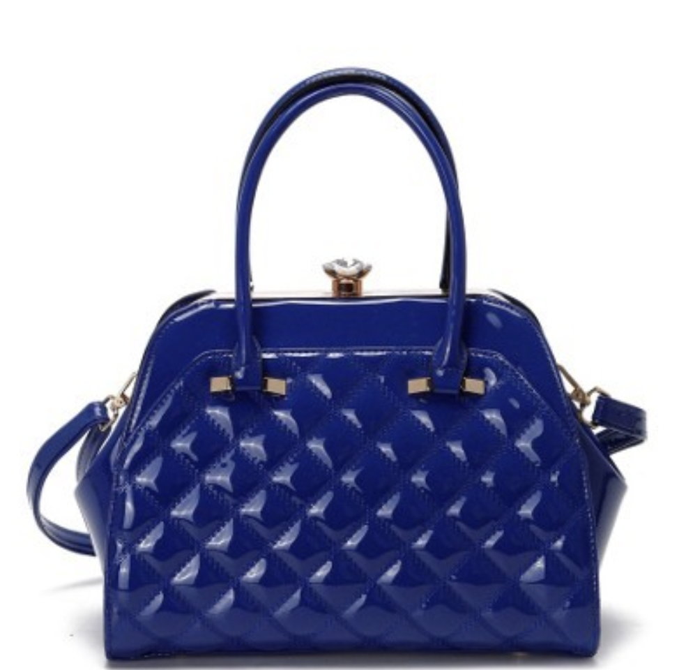 Royal Blue Quilted Diamond Top Satchel