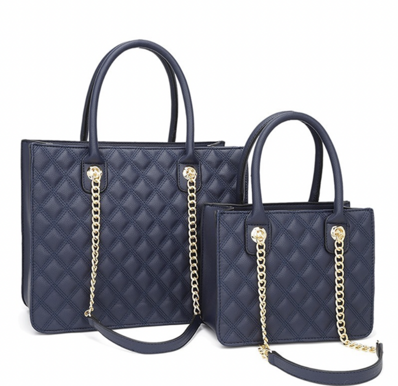 2 Piece Quilted Designer Look Handbag Set